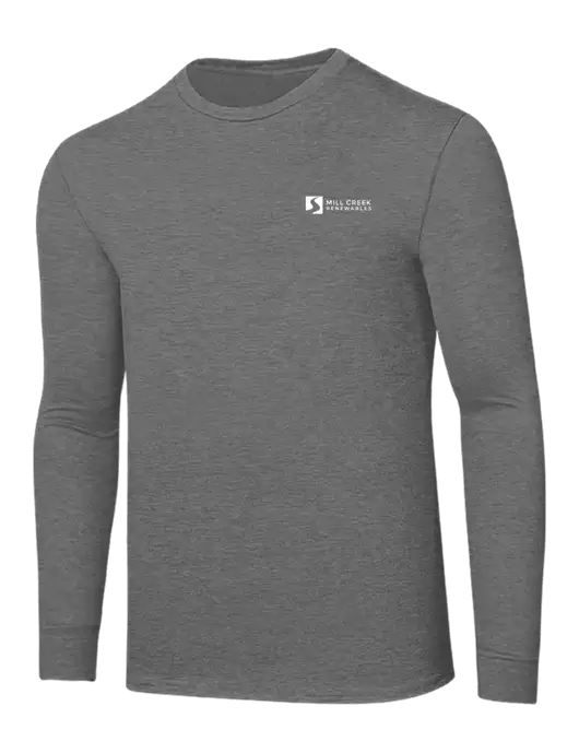 Core Blend Medium Grey Heather Long Sleeve Tee w/Mill Creek Renewables Logo