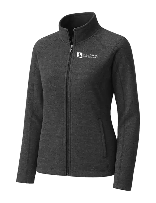 Charcoal Womens Heather Microfleece Full-Zip Jacket w/Mill Creek Renewables Logo