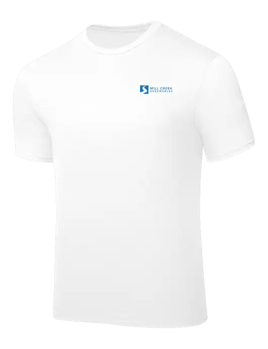 White PosiCharge Competitor Tee w/Mill Creek Renewables Logo