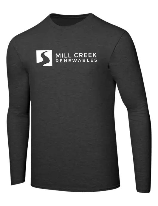 Ring Spun Dark Heather Grey 4.5 oz Long Sleeve T-Shirt w/Mill Creek Renewables Logo