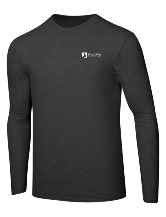 Ring Spun Dark Heather Grey 4.5 oz Long Sleeve T-Shirt w/Mill Creek Renewables Logo