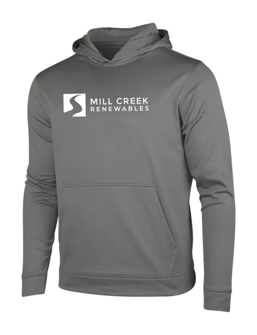Dark Smoke Grey Sport-Wick Fleece Hooded Pullover w/Mill Creek Renewables Logo