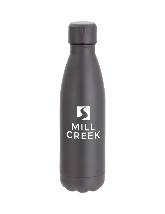 City Go Matte Charcoal 17 oz Insulated Bottle w/Mill Creek Renewables Logo