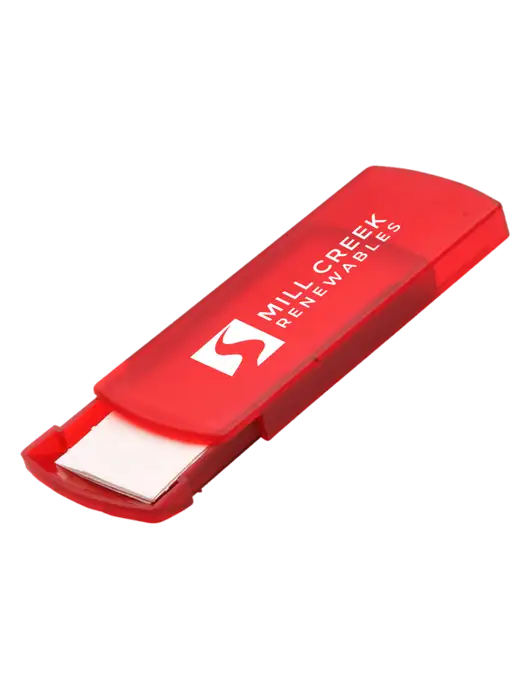 Slide Right Red Bandage Dispenser w/Mill Creek Renewables Logo
