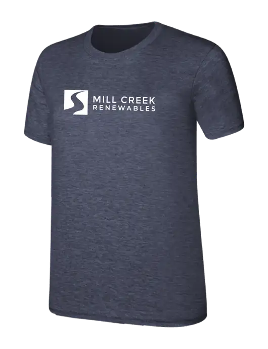 Womens Ring Spun Heather Navy 4.5 oz T-Shirt w/Mill Creek Renewables Logo