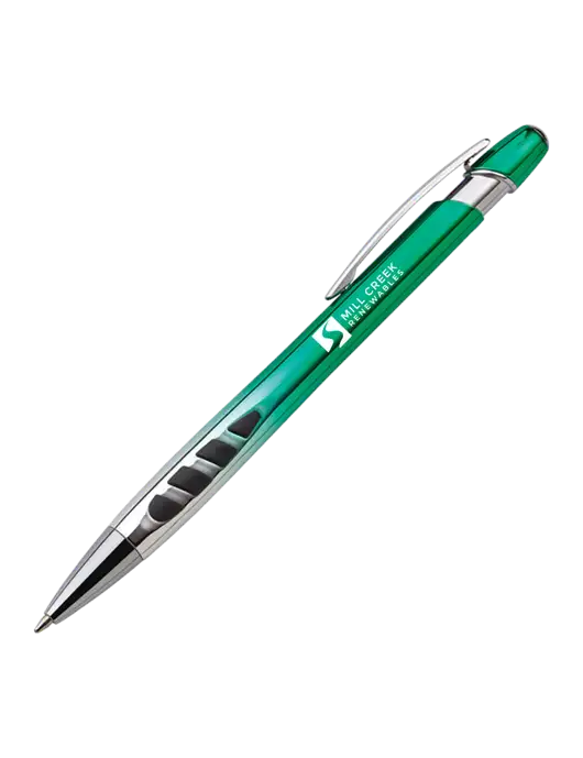 Zenith Green Ballpoint Pen - Blue ink w/Mill Creek Renewables Logo