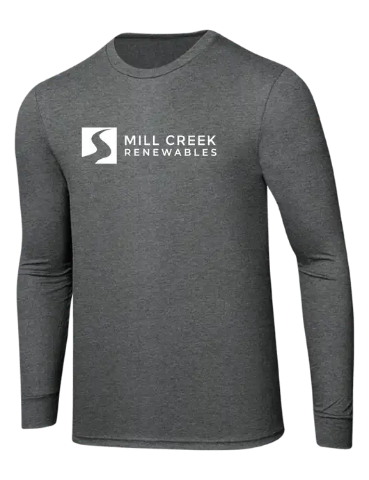 Simply Soft Long Sleeve Medium Grey Frost 4.5 oz, Poly/Combed Ring Spun Cotton T-Shirt w/Mill Creek Renewables Logo