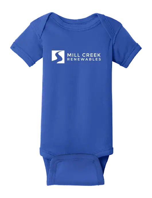 Rabbit Skins Royal Infant Short Sleeve Baby Rib Bodysuit w/Mill Creek Renewables Logo