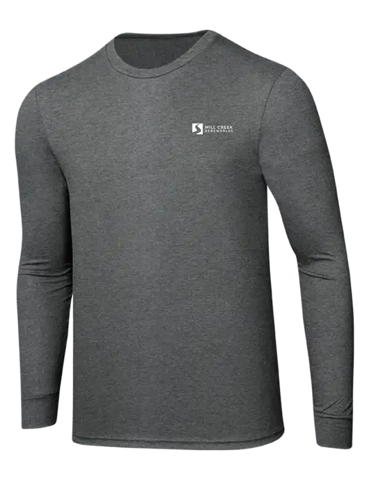Simply Soft Long Sleeve Medium Grey Frost 4.5 oz, Poly/Combed Ring Spun Cotton T-Shirt w/Mill Creek Renewables Logo