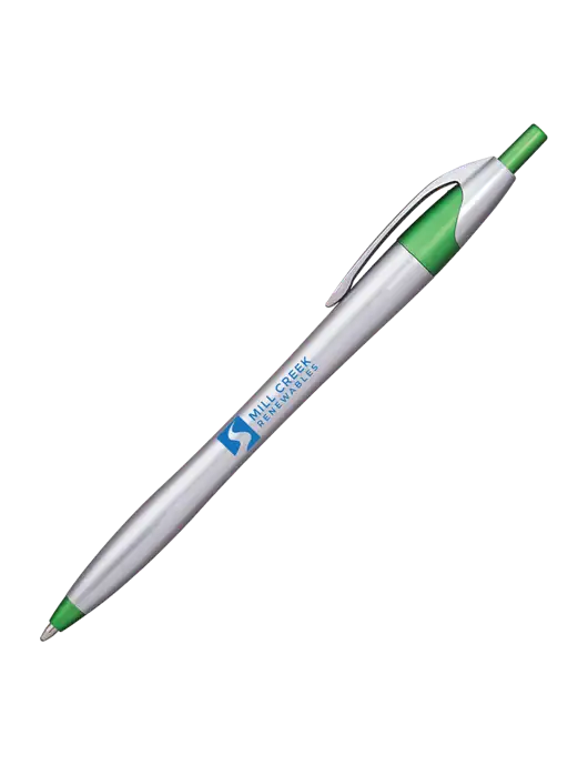 Novella Green/Chrome Bright Pen - Blue Ink w/Mill Creek Renewables Logo