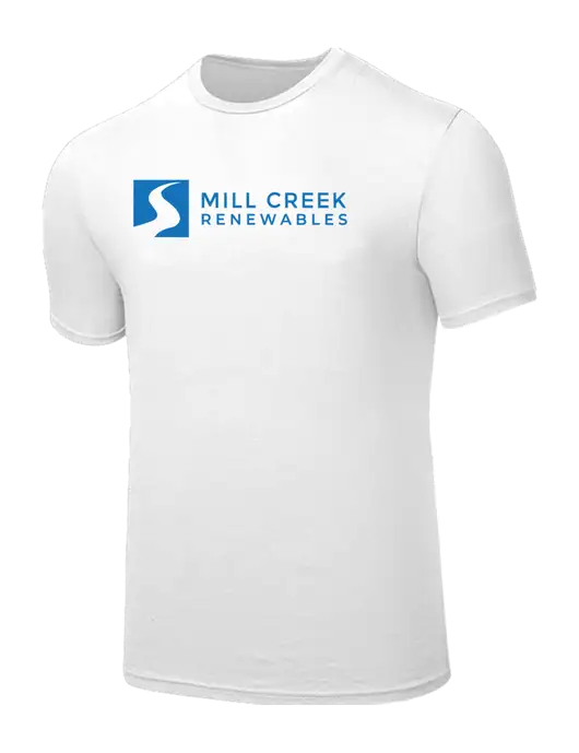Seriously Soft White T-Shirt w/Mill Creek Renewables Logo