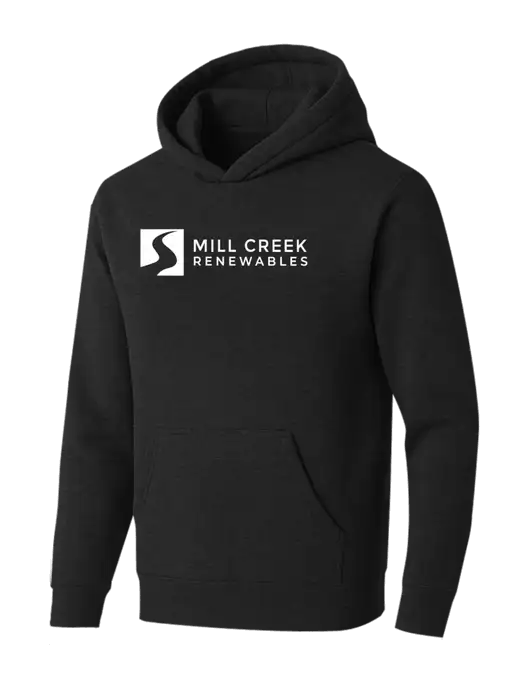 BELLA+CANVAS Black Heather Sponge Fleece Pullover Hoodie w/Mill Creek Renewables Logo