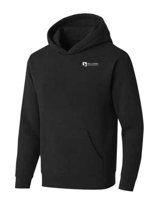 BELLA+CANVAS Black Heather Sponge Fleece Pullover Hoodie w/Mill Creek Renewables Logo
