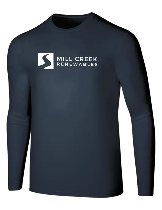 Seriously Soft Navy Long Sleeve T-Shirt w/Mill Creek Renewables Logo