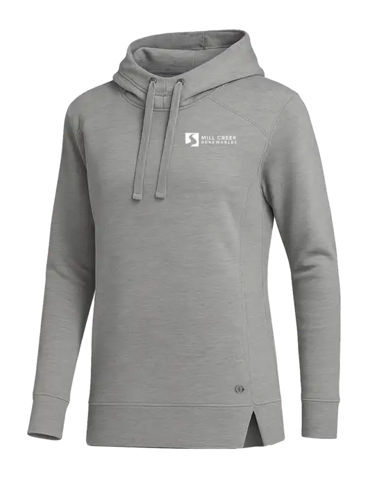 OGIO Heather Grey Womens Luuma Pullover Fleece Hoodie w/Mill Creek Renewables Logo
