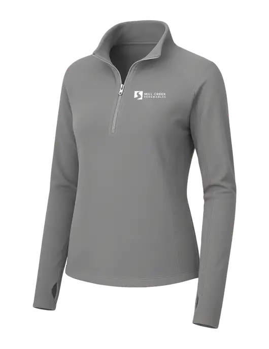 Womens Medium Grey Microfleece 1/2 Zip Pullover w/Mill Creek Renewables Logo