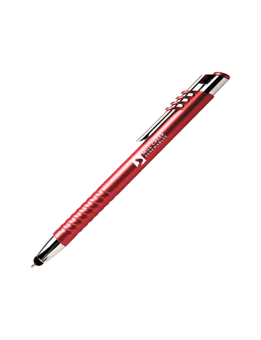 Schirhart Red Stylus Pen - Blue Ink w/Mill Creek Renewables Logo