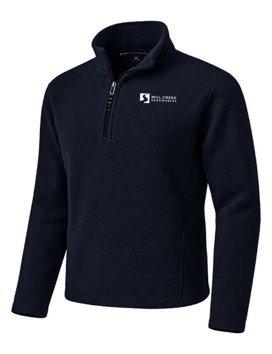 Navy Fleece 1/4-Zip Pullover w/Mill Creek Renewables Logo