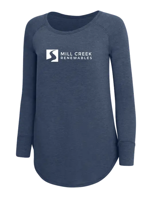 Womens Perfect Wide Collar Tunic Tri-Blend Navy Frost 4.5 oz T-Shirt w/Mill Creek Renewables Logo