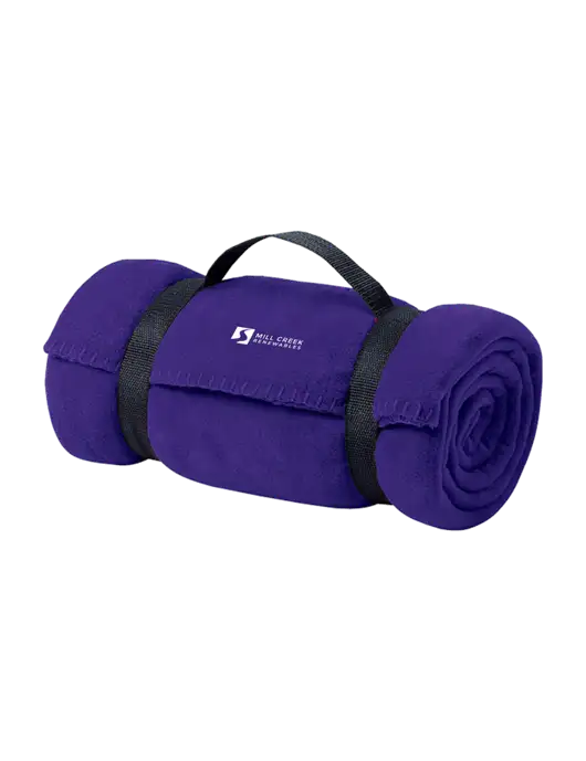 Casual Purple Fleece Blanket With Strap w/Mill Creek Renewables Logo