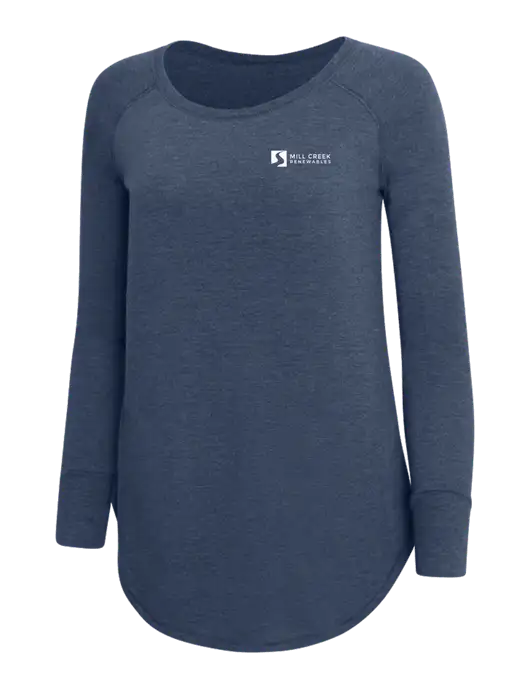 Womens Perfect Wide Collar Tunic Tri-Blend Navy Frost 4.5 oz T-Shirt w/Mill Creek Renewables Logo