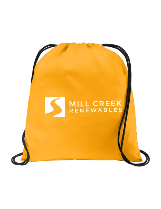 Drawstring Gold Cinch Pack w/Mill Creek Renewables Logo
