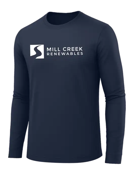 Long Sleeve Navy PosiCharge Competitor Tee w/Mill Creek Renewables Logo