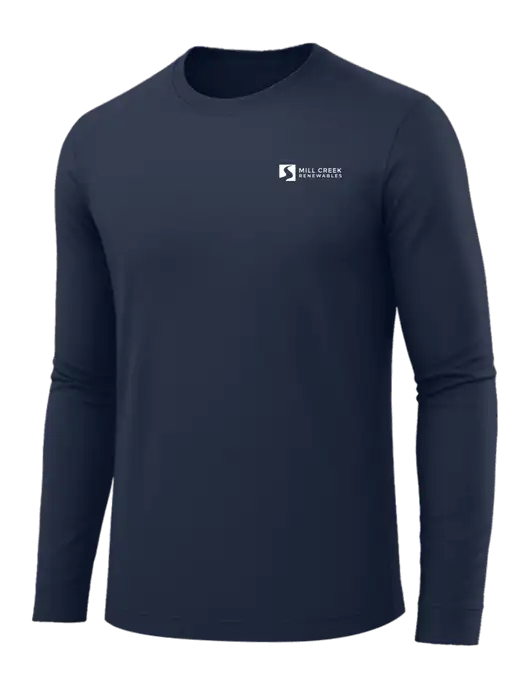 Long Sleeve Navy PosiCharge Competitor Tee w/Mill Creek Renewables Logo
