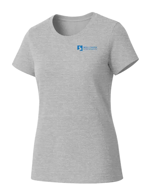 Womens Seriously Soft Light Heathered Grey T-Shirt w/Mill Creek Renewables Logo