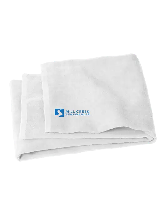 White Beach Towel w/Mill Creek Renewables Logo