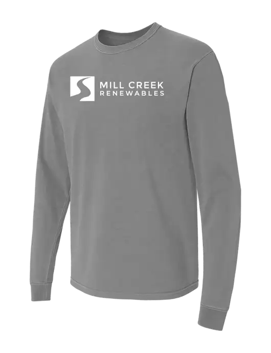 Comfort Colors Garment-Dyed Medium Grey Heavyweight Long Sleeve T-Shirt w/Mill Creek Renewables Logo
