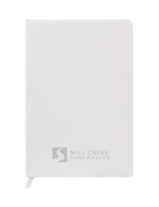 Fabrizio White Hard Cover 5.75 x 8.3  Journal w/Mill Creek Renewables Logo