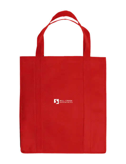 Eco Reusable Jumbo Red Shopping Bag w/Mill Creek Renewables Logo