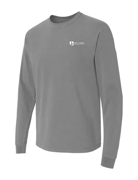 Comfort Colors Garment-Dyed Medium Grey Heavyweight Long Sleeve T-Shirt w/Mill Creek Renewables Logo