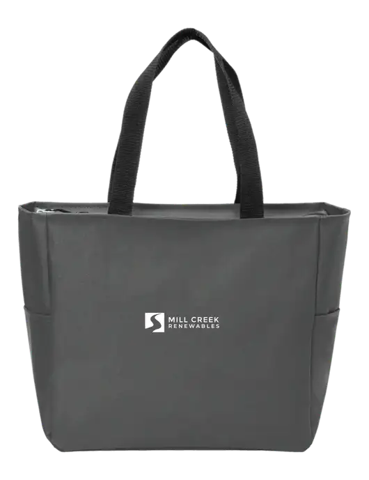 Everyday Charcoal Zip Tote Dark w/Mill Creek Renewables Logo
