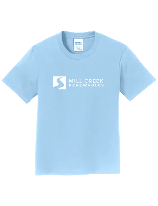 Youth Ring Spun Light Blue 4.5 oz T-Shirt w/Mill Creek Renewables Logo