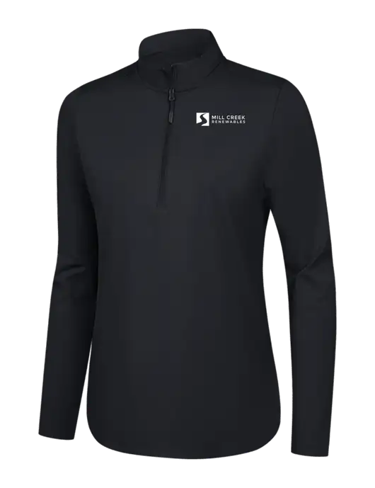  Womens Black C-FREE Double Knit 1/4-Zip w/Mill Creek Renewables Logo