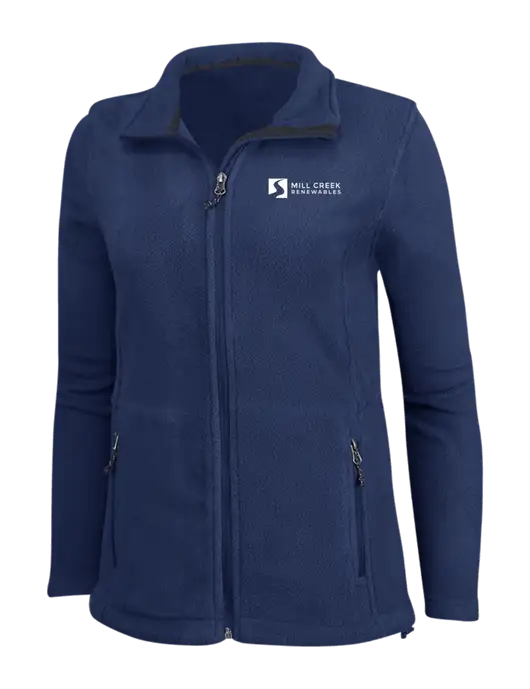 Womens Navy Fleece Jacket w/Mill Creek Renewables Logo
