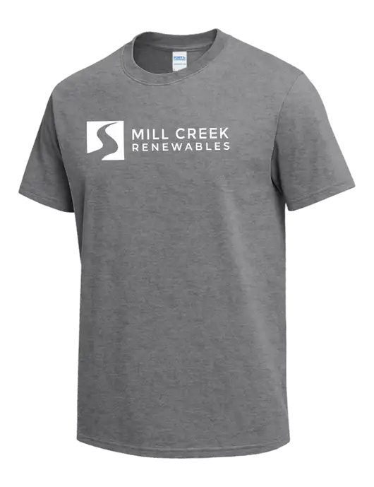 Medium Grey Heather Heavyweight 6.1 oz T-Shirt w/Mill Creek Renewables Logo