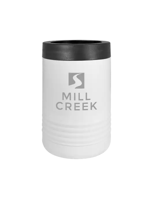 Polar Camel 12 oz Powder Coated White Vacuum Insulated Beverage Holder w/Mill Creek Renewables Logo