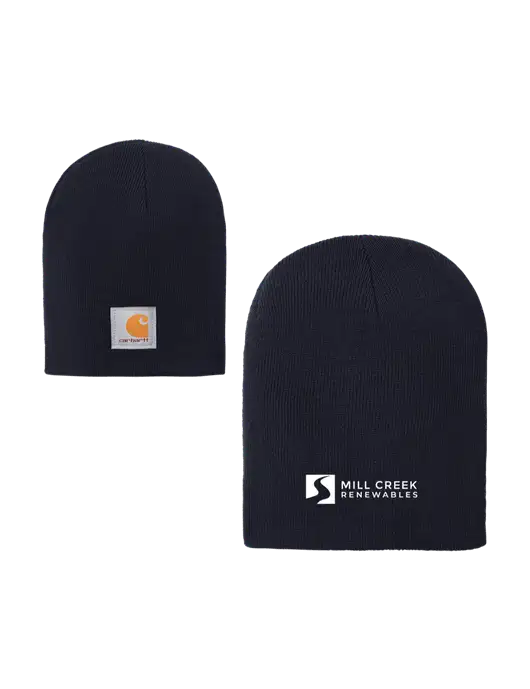 Carhartt Dark Navy Acrylic Knit Hat w/Mill Creek Renewables Logo