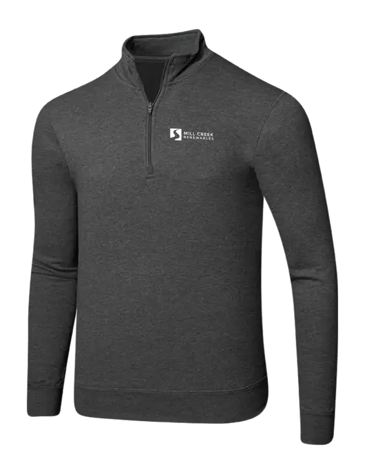 Dark Heather Grey 8.5 oz Ring Spun 1/4 Zip Pullover Sweatshirt w/Mill Creek Renewables Logo