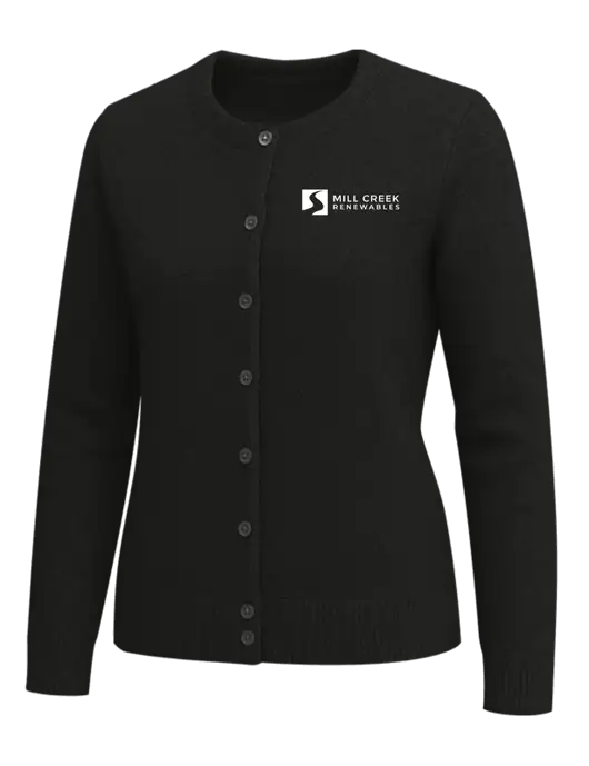 Brooks Brothers Womens Black Washable Merino Cardigan Sweater w/Mill Creek Renewables Logo