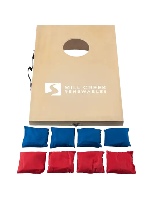 Mini 10 1/2" x 15 3/4" Wood Cornhole Game w/Mill Creek Renewables Logo