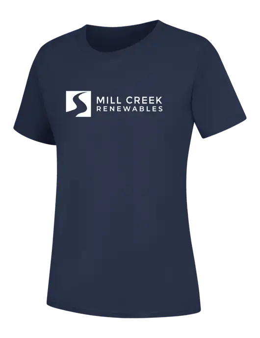 Womens Navy Core Blend Tee w/Mill Creek Renewables Logo