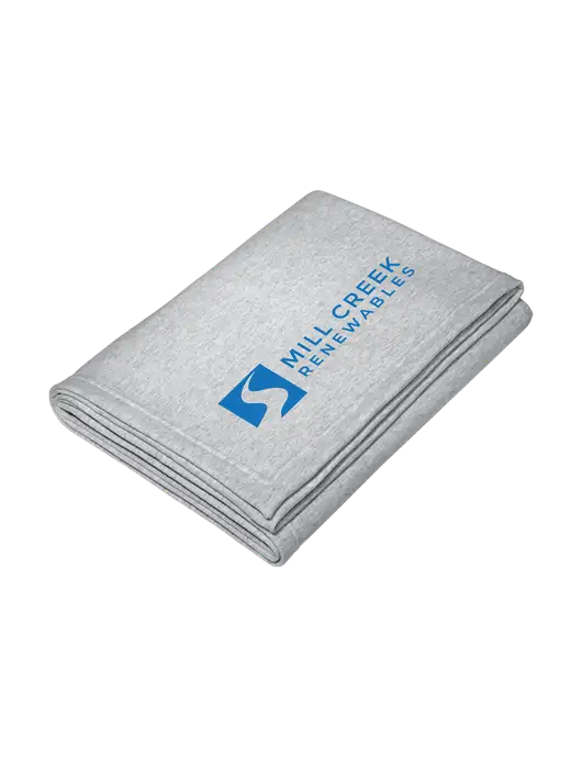 Core Light Grey Heather Fleece Sweatshirt Blanket w/Mill Creek Renewables Logo