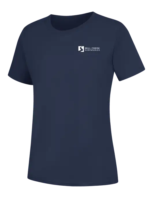Womens Navy Core Blend Tee w/Mill Creek Renewables Logo