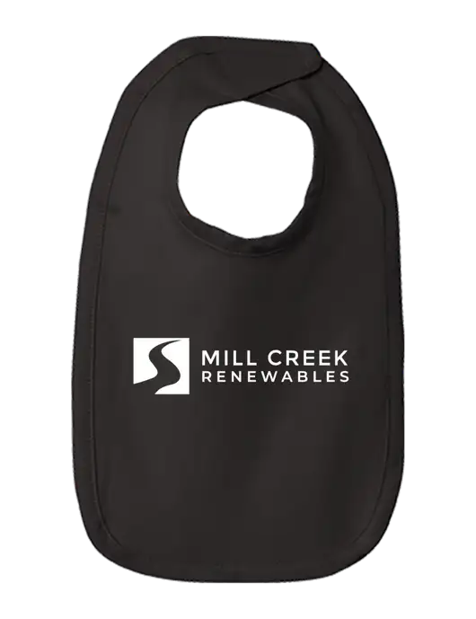 Rabbit Skins Black Infant Premium Jersey Bib w/Mill Creek Renewables Logo