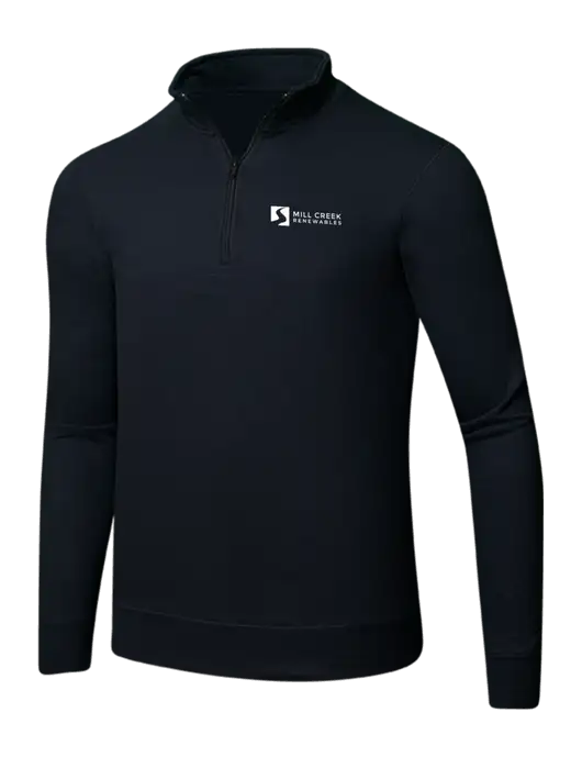 Jet Black 8.5 oz Ring Spun 1/4 Zip Pullover Sweatshirt w/Mill Creek Renewables Logo