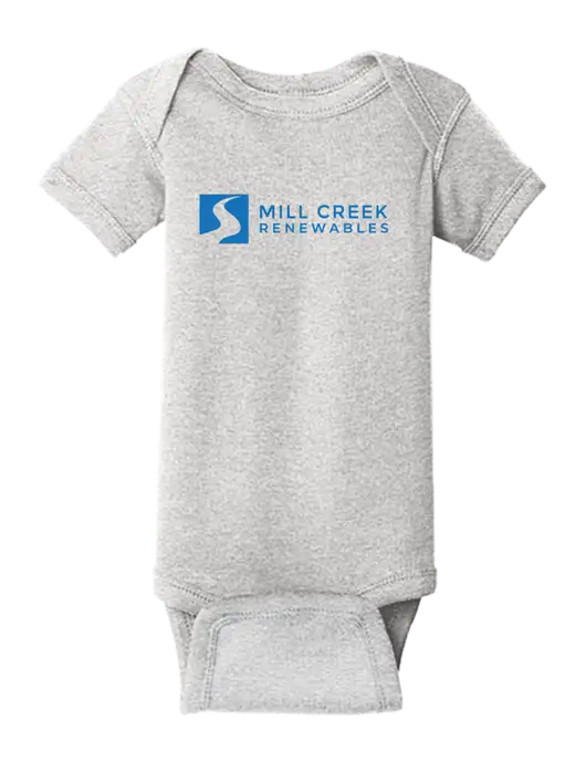 Rabbit Skins Light Grey Heather Infant Short Sleeve Baby Rib Bodysuit w/Mill Creek Renewables Logo